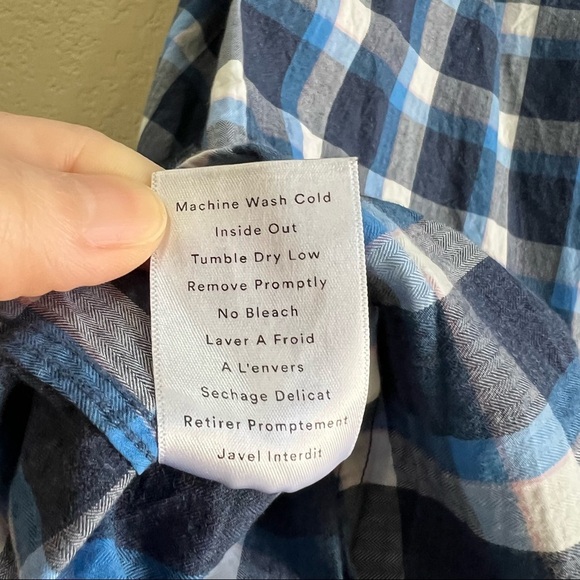 GRAYSON Womens Sz 3 M The Hero Button Down Blue Plaid Nautical Casual Relaxed - Picture 4 of 7